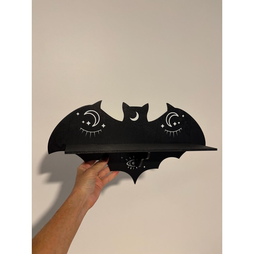 Gothic Bat Crystal Shelf — 16x8” | Witchy Crystal Display | Protection & Spiritu - Picture 5 of 7